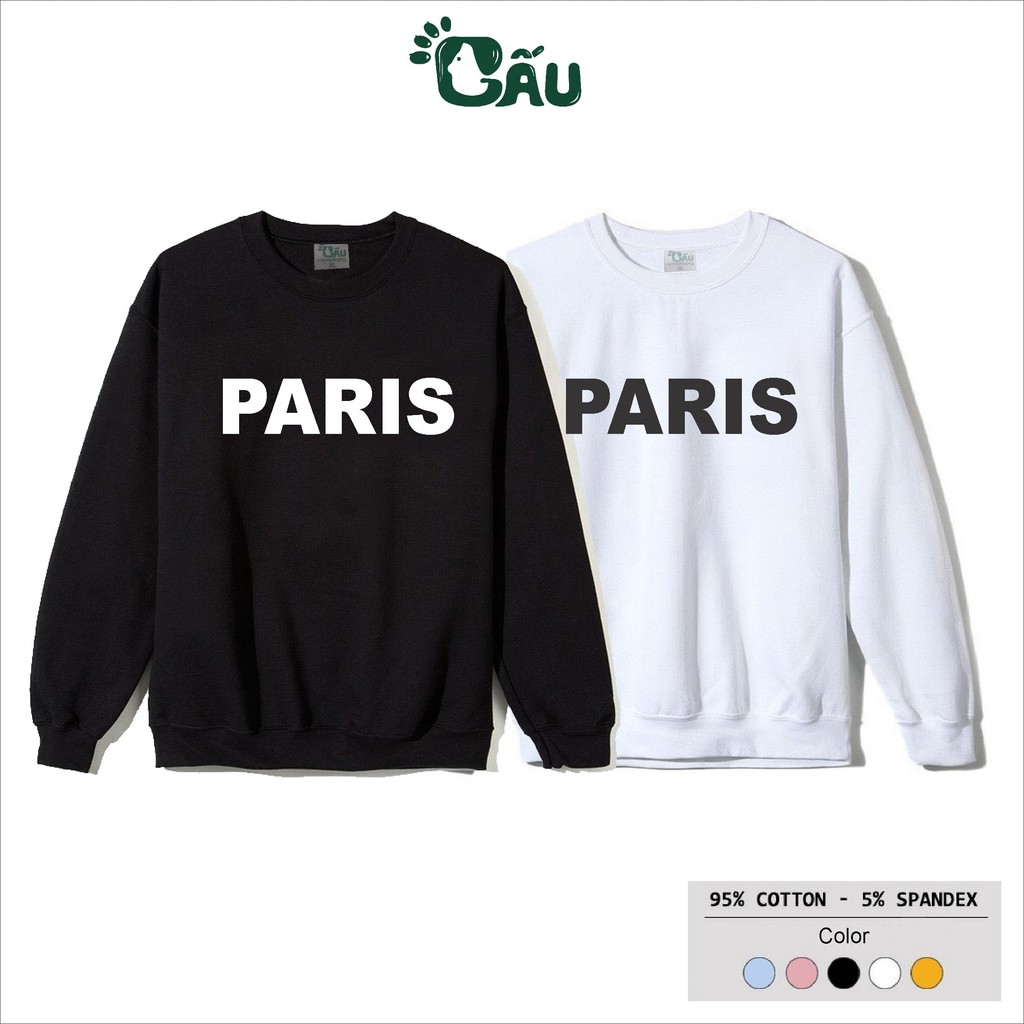 Áo sweater GẤU 194 vải thu đông co dãn, dày dặn mềm mịn form rộng phong cách Uniex - PARIS | BigBuy360 - bigbuy360.vn