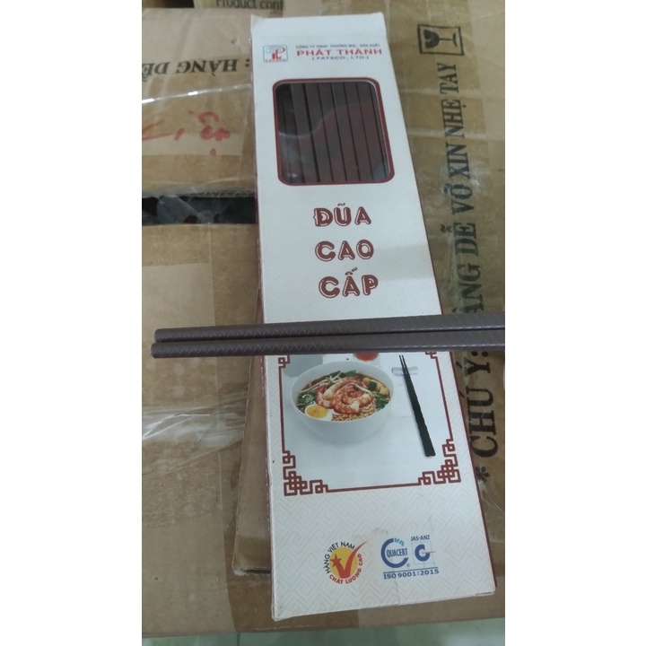 Hộp 10 đôi đũa nhựa Melamine màu Nâu cao cấp Size 25cm
