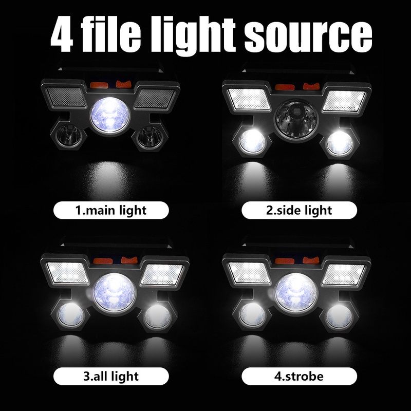 Đèn Pin Đeo Đầu 5 Bóng LED Có Thể Sạc Lại Dùng Khi Đi Săn/Câu Cá/Đạp Xe/Câu Cá/Đạp Xe Ngoài Trời