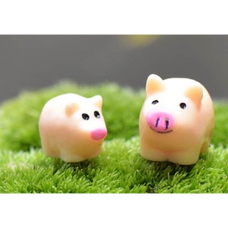 Phụ kiện mẹ con heo hồng trang trí tiểu cảnh