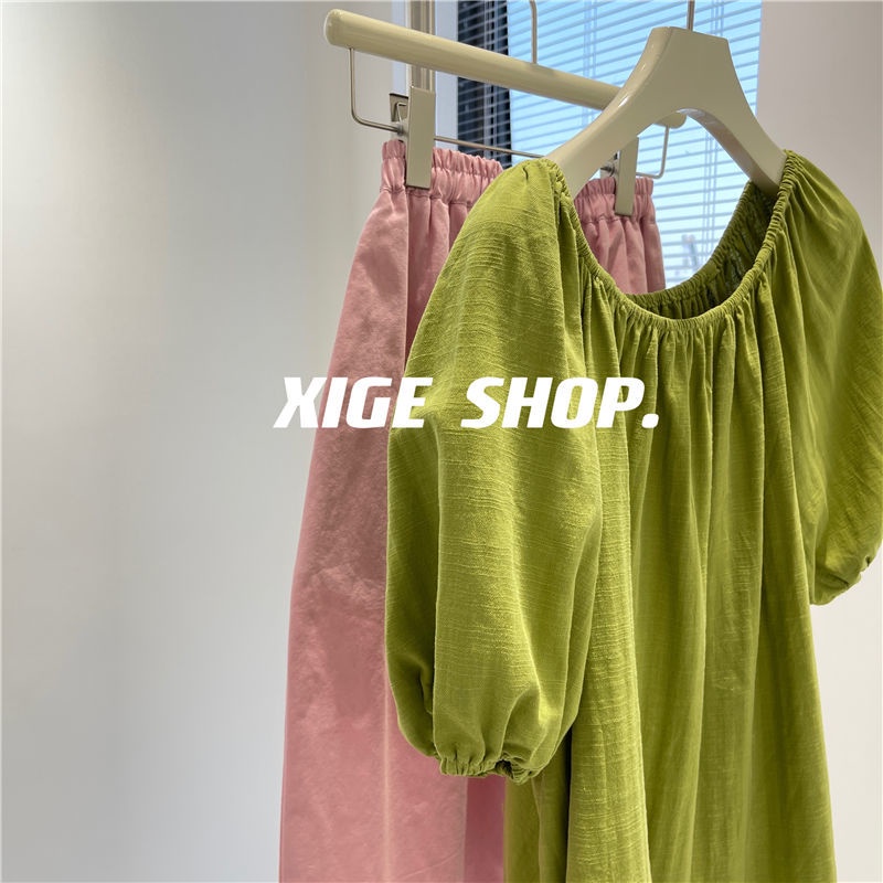 Áo Trễ Vai Tay Ngắn Dáng Rộng Thời Trang Mùa Hè Phong Cách Hong Kong Cho Nữ