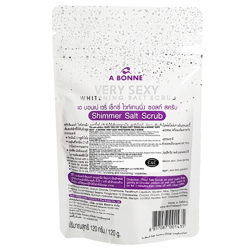 Muối Tắm Tẩy Tế Bào Chết Trắng Da A Bonne' Very Sexy 120g (Ziplock)
