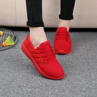 Giầy thể thao nữ đế đúc full màu đỏ đen