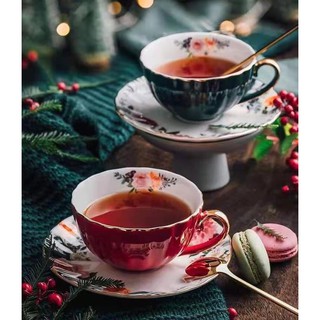 Bộ tách uống trà/cafe phong cách Châu Âu, ly trà kèm đĩa và thìa mạ vàng