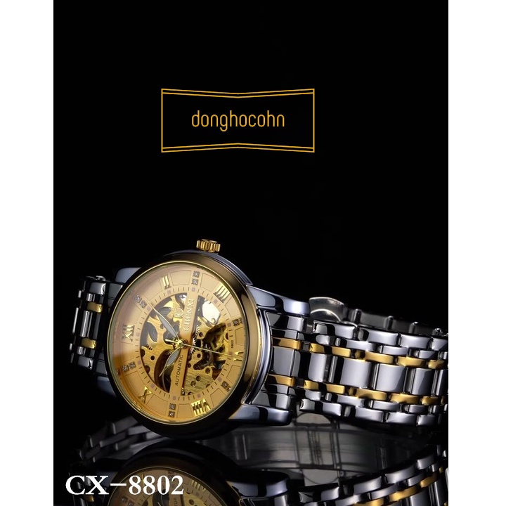Đồng hồ cơ nam Chenxi dây thép lộ máy tự động cao cấp CX-8802