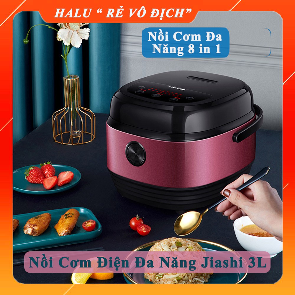 Nồi cơm điện đa năng Jiashi 1.2 - 3L nồi cơm điện tử nội địa cao cấp 8 chức năng nấu chậm, hầm, cháo, cơm niêu, hâm