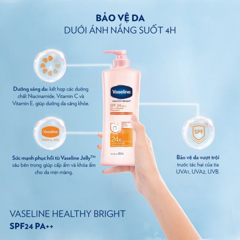 Sữa dưỡng thể Vaseline Trắng da chống nắng 350ml