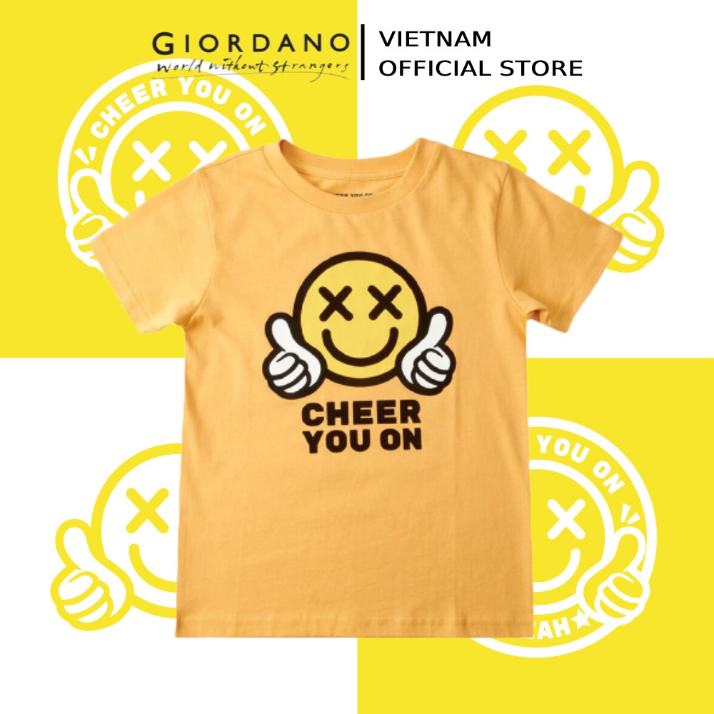 [New Collection] Áo Thun Ngắn Tay Trẻ Em In Hình &quot;Cheer You On&quot; Giordano 03080243