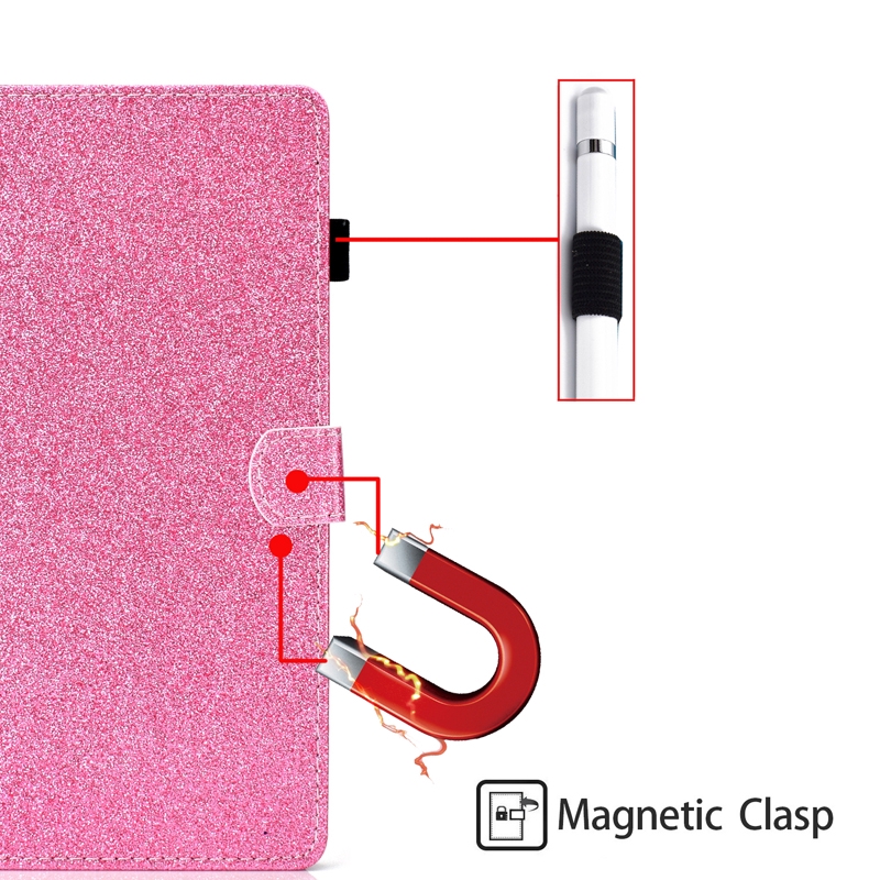 Vỏ bảo vệ Glitter book style case for Samsung Galaxy Tab S6 Lite cover Ốp lưng SM-P610 P615 P617 fashion shinning holder Bao da