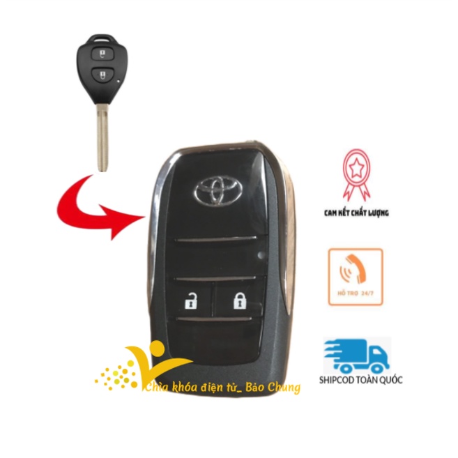 Vỏ chìa khóa 2 nút  xe toyota vios đời trước 2014, yaris 2006-2013, inova 2012