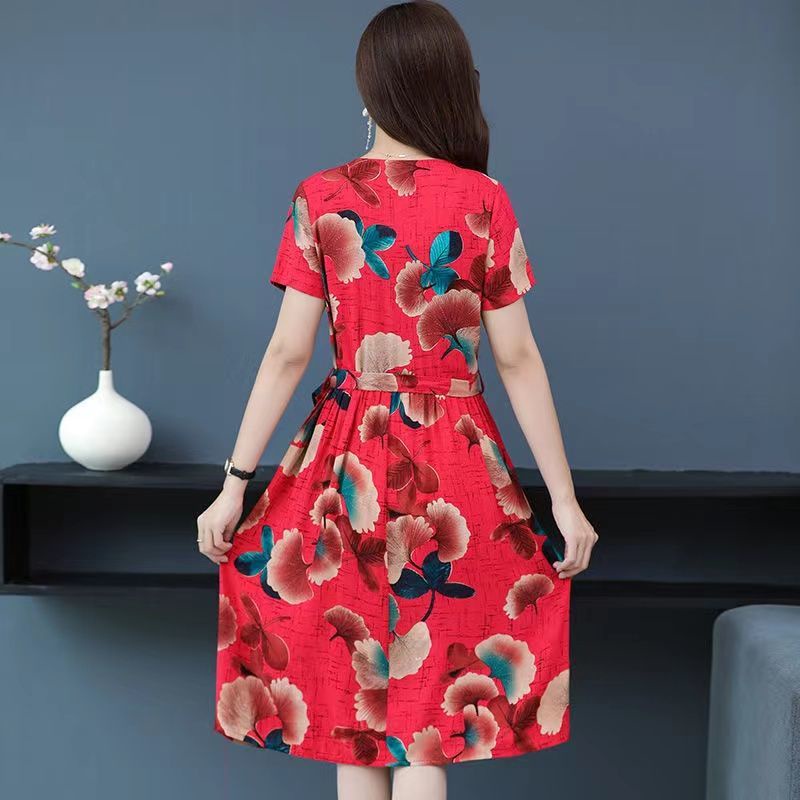 Đầm Dài Qua Gối Dáng Rộng Bằng Lụa Lạnh Thoáng Khí Phong Cách Phương Tây Dành Cho Phụ Nữ Trung Niên 40 Tuổi