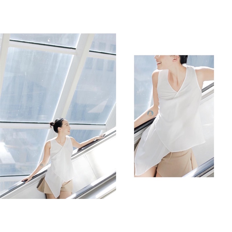Áo NOSBYN white sleeveless wrap top