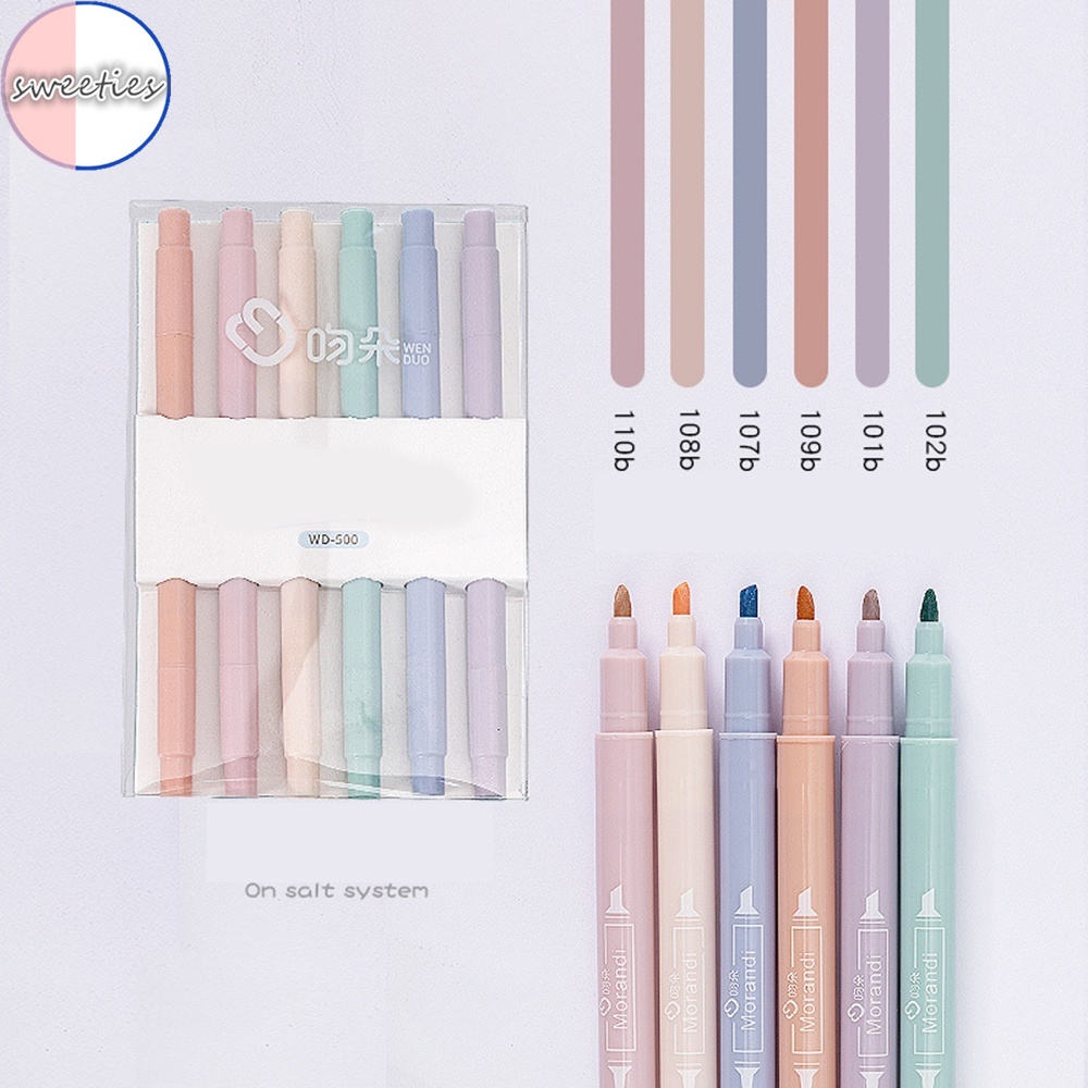 Bút đánh dấu hai đầu mềm 6 màu sáng tạo dành cho học sinh