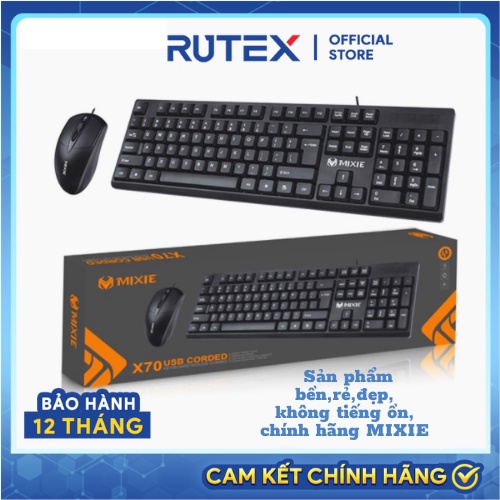 Bộ bàn phím máy tính PC kèm chuột có dây bấm êm, đẹp, không tiếng ồn hàng chính hãng MIXIE X70