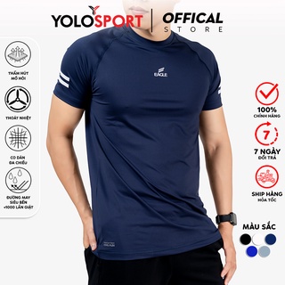 Áo Thun Nam Thể Thao Eagle Sọc Tay Logo Thêu Cao Cấp Tập Gym Đi Chơi Thoáng Mát Co Giãn Nhiều Màu