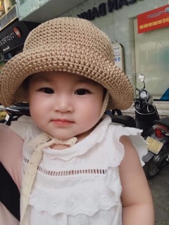 Mũ ajuma nơ ren cho bé gái