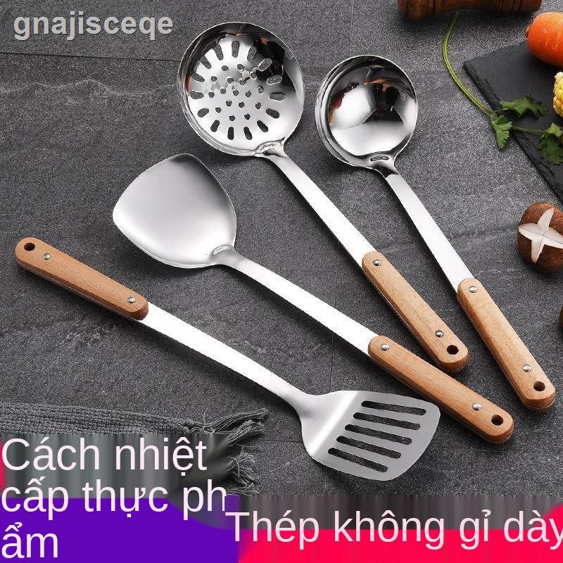 G304 tay cầm bằng gỗ thìa nấu ăn nhà bếp cung cấp thép không gỉ bộ đồ gia dụng