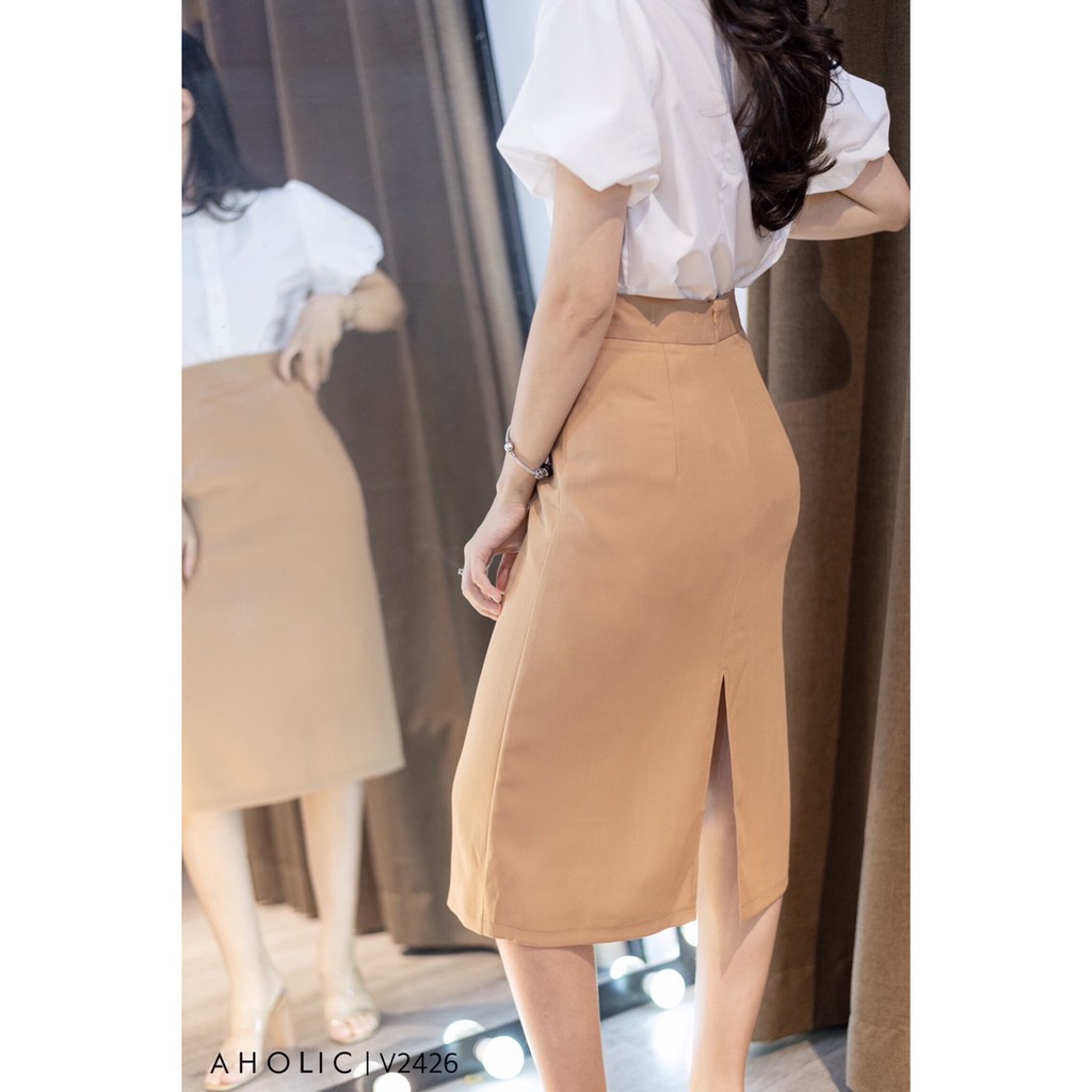 [Mã SKAMCLU7 giảm 10% tối đa 50K đơn 0Đ] CHÂN VÁY DÁNG A CÔNG SỞ 2 MÀU BE ĐEN XẺ SAU XUÂN HÈ THU ĐÔNG AHOLIC | BigBuy360 - bigbuy360.vn