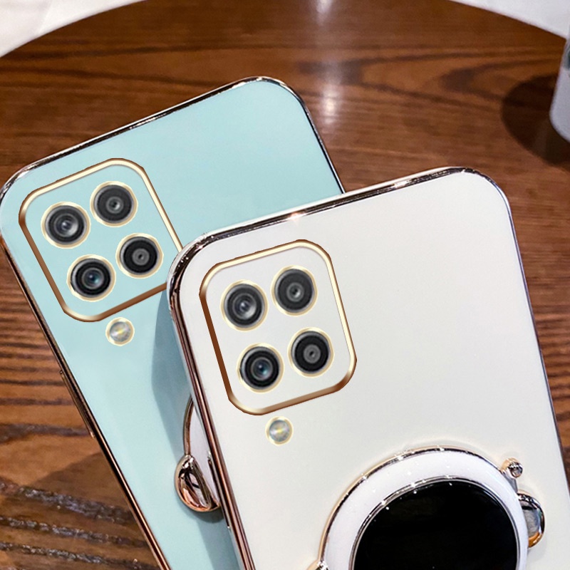 ốp lưng Giá đỡ phi hành gia mạ vàng sang trọng Giá đỡ tích hợp Vỏ mềm Tương thích với Cho SAMSUNG A12 A13 A14 A23 A30 A31 A50 A50S A70 Ốp silicon TPU màu trơn đơn giản case