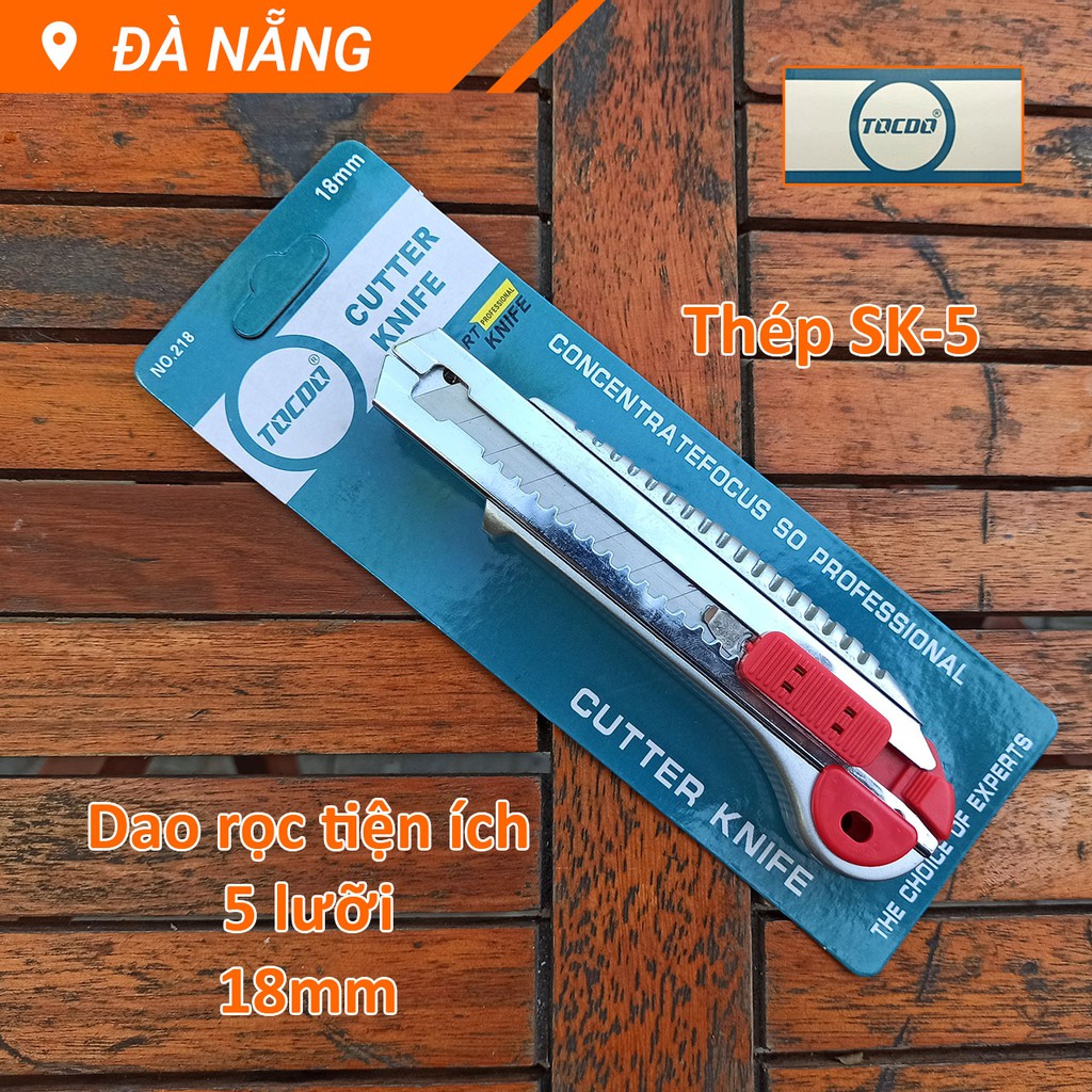 Dao rọc tiện ích 5 lưỡi bản rộng 18mm TOCDO