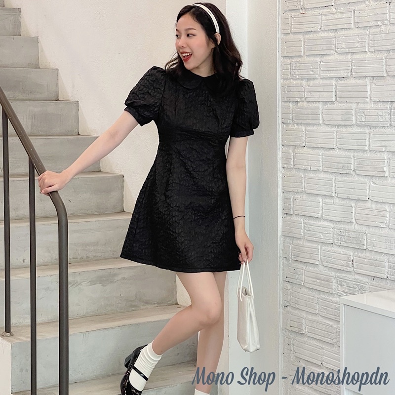 Đầm gấm xốp cổ sen tay bồng bo viền Ảnh thật/ sẵn | BigBuy360 - bigbuy360.vn