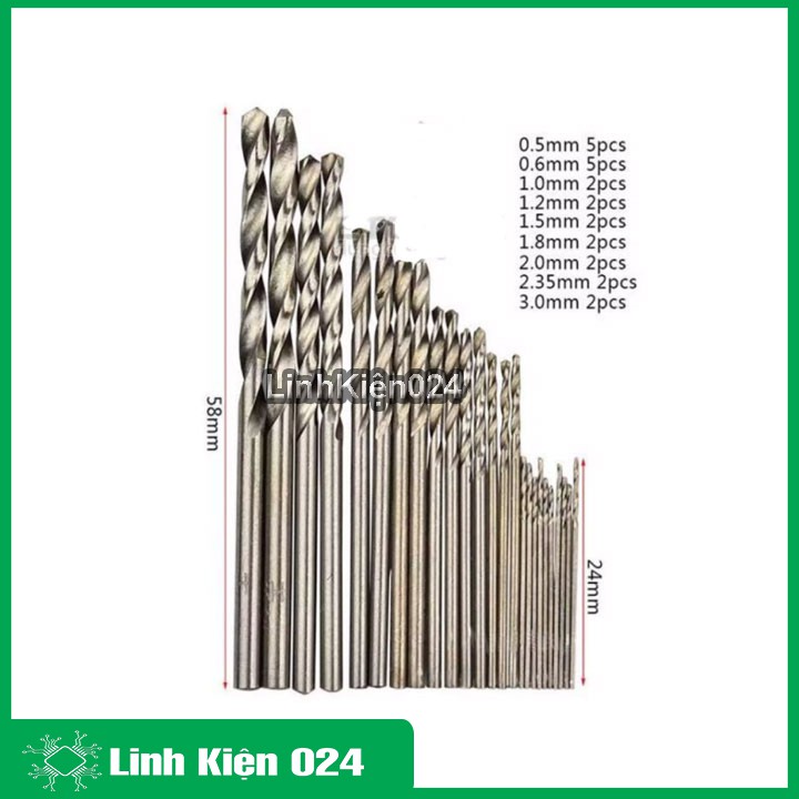 Bộ 25 Chiếc Mũi Khoan HSS QST 0.5mm-3.0mm