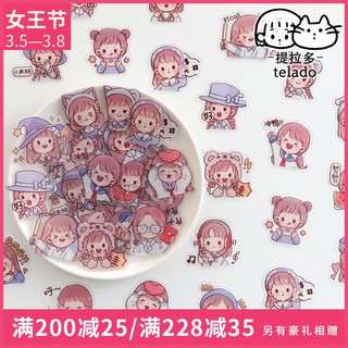 Hình dán trong suốt sticker cute girl