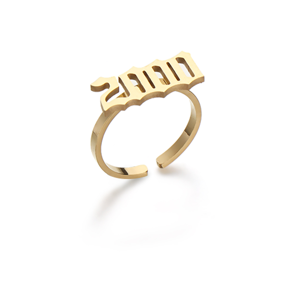 Nhẫn Thời Trang Bằng Thép Không Gỉ Họa Tiết Số 1980 - 2000