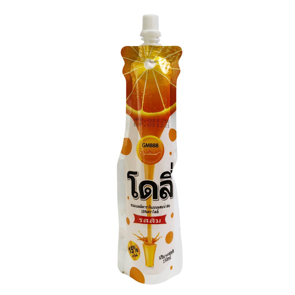 Túi thạch trái cây vị cam Dolie GM888 Thái Lan 150ml rau câu uống Thái Lan GM888 Thailand orange jelly