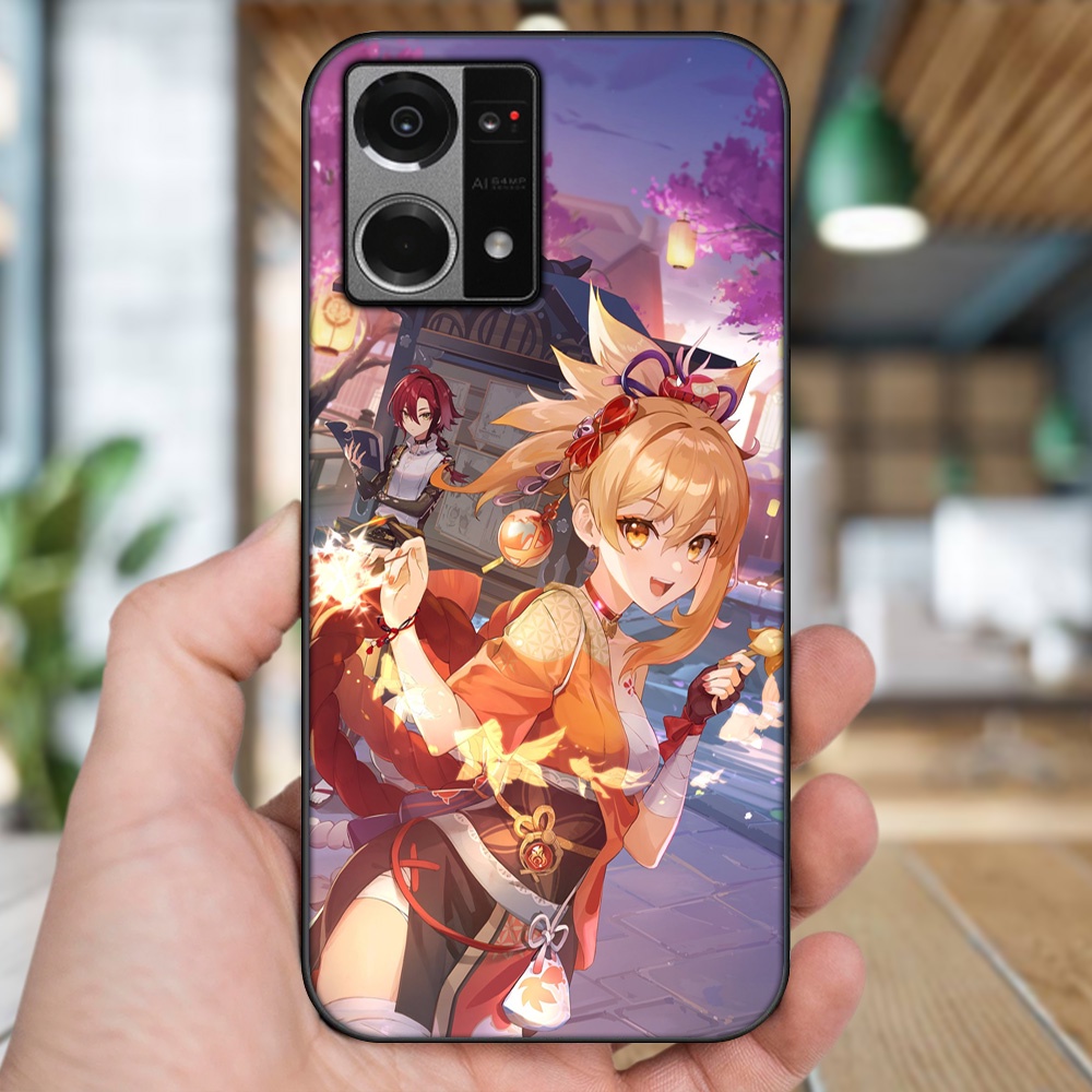Ốp lưng Oppo Reno 7 4G viền đen in hình Yoimiya Genshin Impact
