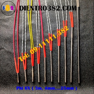 Phi6_ Điện trở ra một đầu phi 6, thanh nhiệt sấy khuôn, que gia nhiệt, ti nhiệt, điện trở khô 1 đầu, điện trở đốt nóng