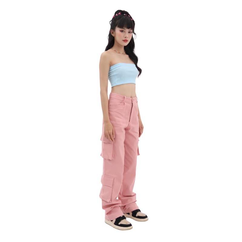 QUẦN TÚI HỘP MÀU HỒNG BABY - Pinky Cargo Pants