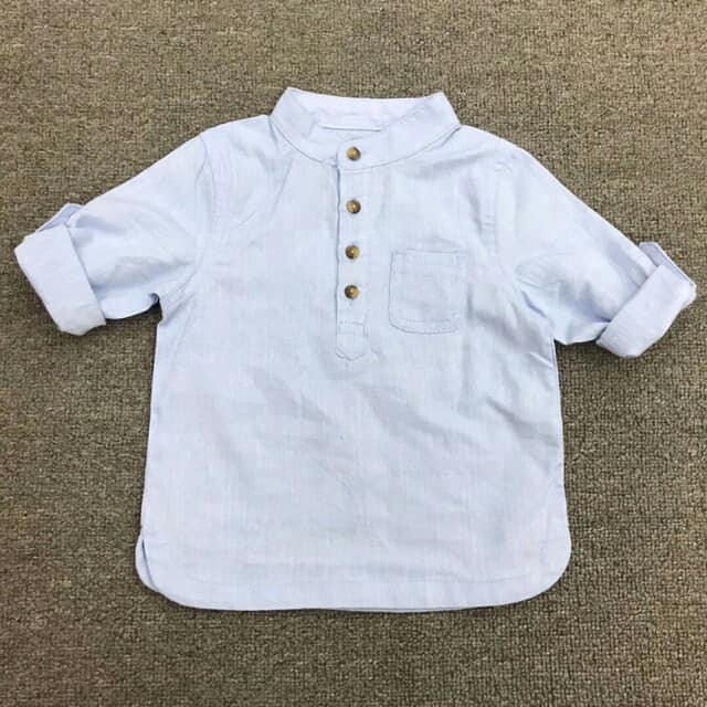 ÁO sơ mi cổ tàu bé trai