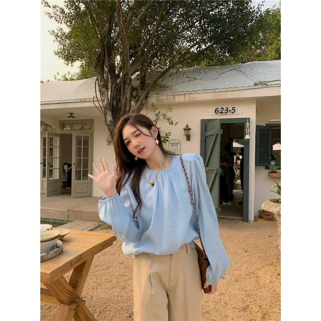 Áo Thun Cổ Tròn Dài Tay Có Đệm Vai Phong Cách Mới Mùa Xuân 61292