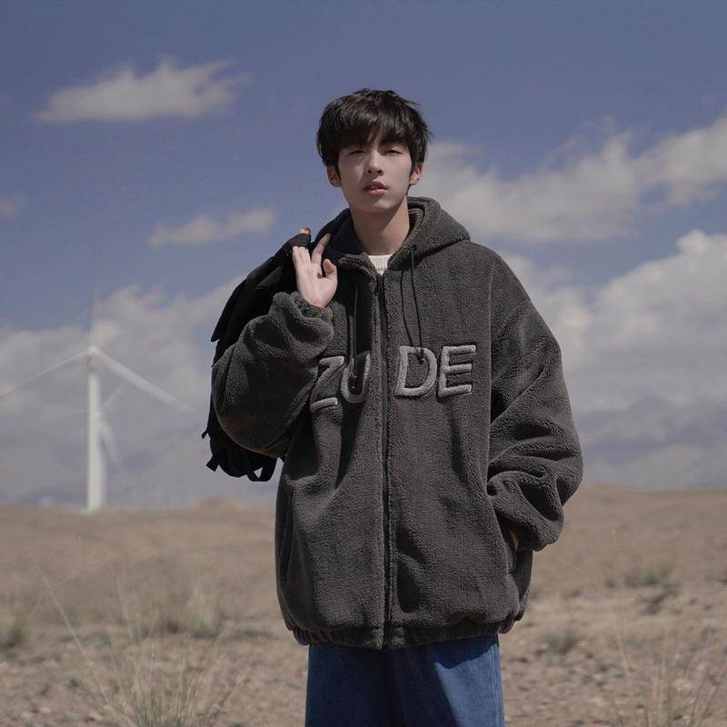 Áo Khoác hoodie Đệm Cotton Len Lông Cừu Có Mũ Trùm Đầu Phong Cách Cổ Điển Hợp Thời Trang Cho Nam