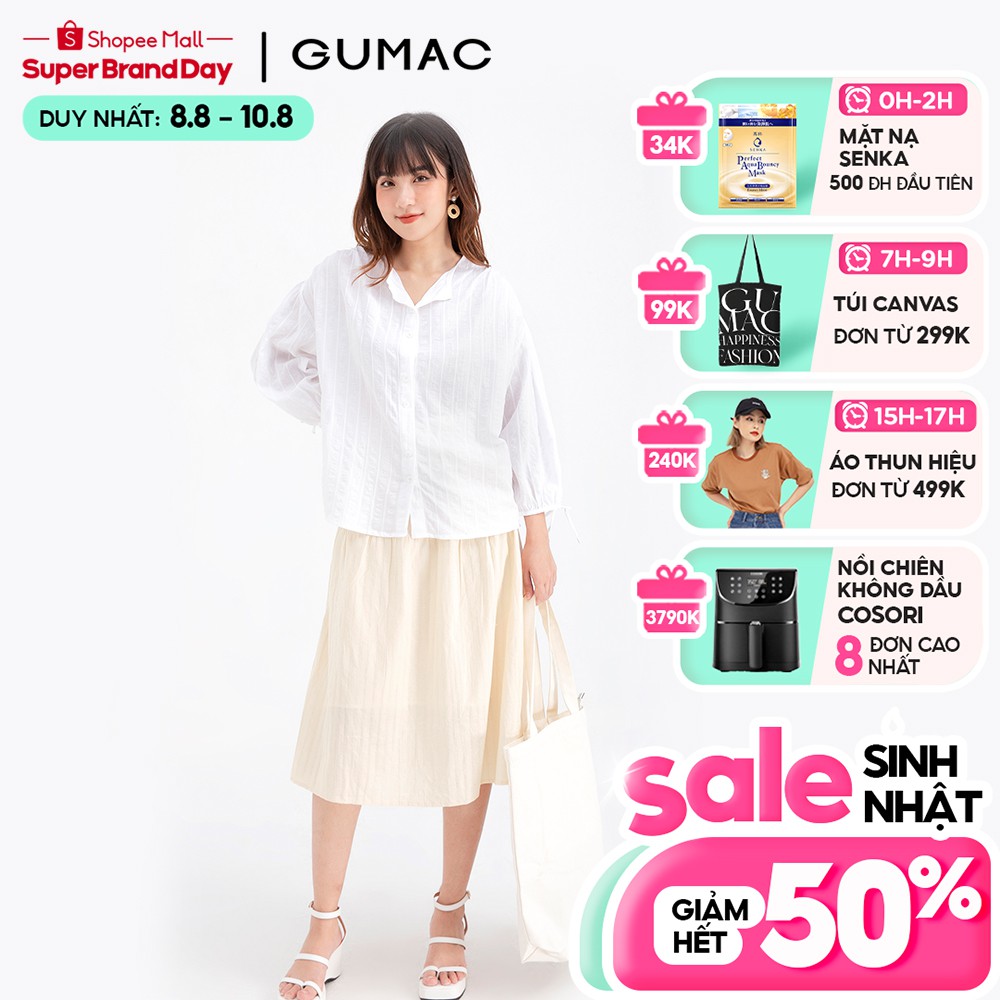 [Mã WABRGTET giảm 10% đơn 250k] Áo sơ mi cổ trụ GUMAC AB654