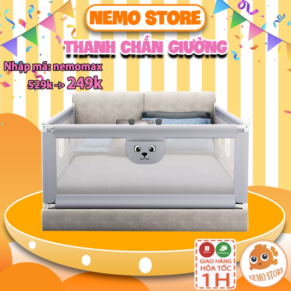 Thanh chắn giường cho bé UMOO BABY SHARK kiêm quây cũi 1m6 1m8 2m 2m2