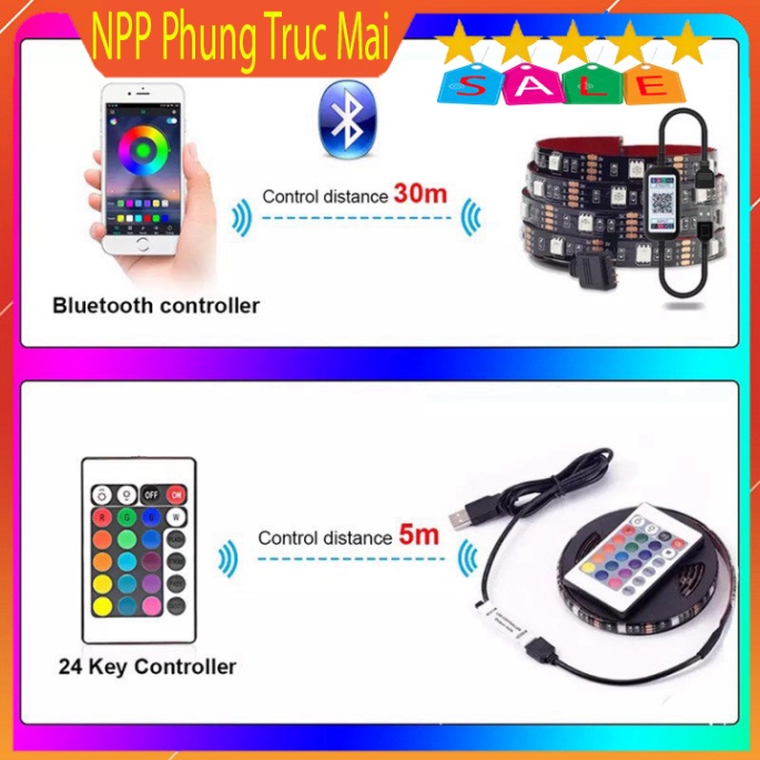 Đèn led Tiktok đổi màu RGB dùng App 5m cảm biến nhạc trang trí IP65 bọc keo silicone