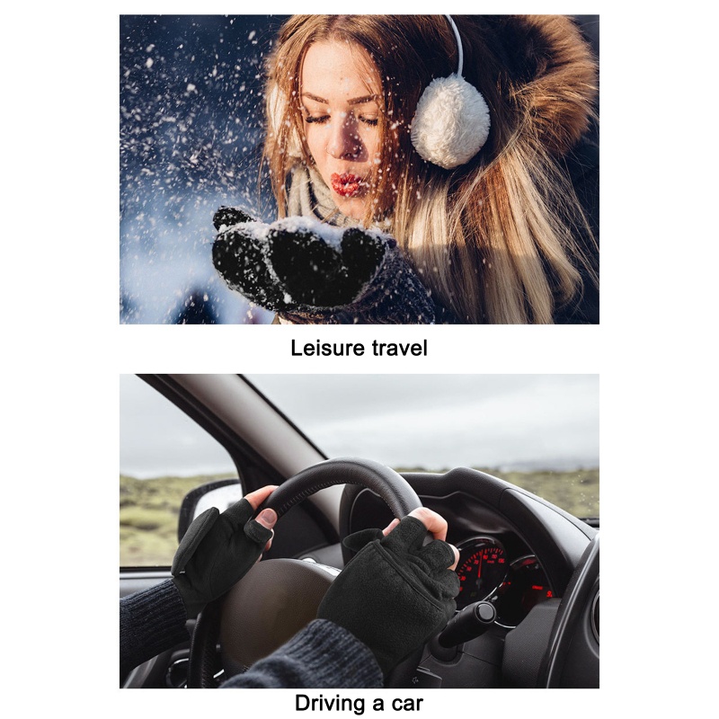 Găng Tay Hở Ngón Chống Gió Mùa Đông Ấm Áp Có Vỏ Bọc