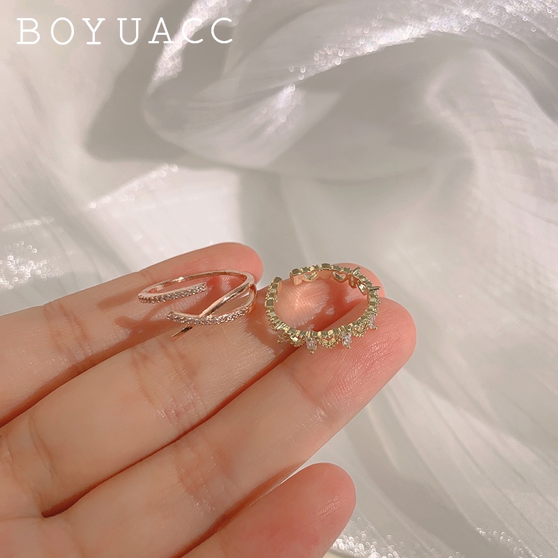 Nhẫn Hở Điều Chỉnh Chéo Phong Cách Hàn Quốc Cho Nữ