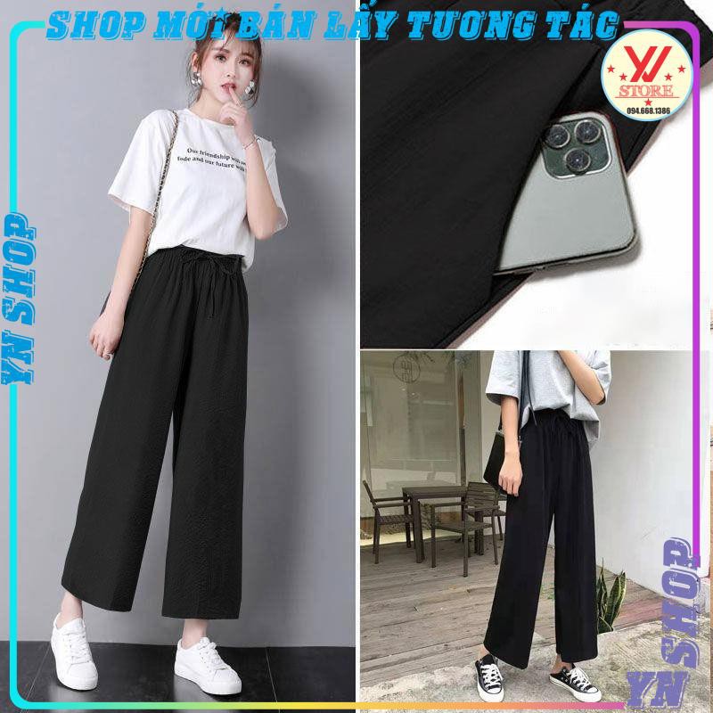 Quần ống rộng nữ suông chất vải đũi dáng lỡ thời giang ulzzang YNSHOP