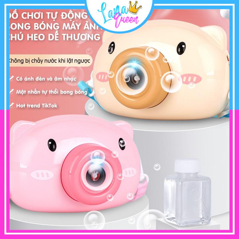 Máy chụp ảnh bắn bong bóng - Máy chụp hình chú heo dễ thương bắng bong bóng xà phòng cho bé - LANA QUEEN