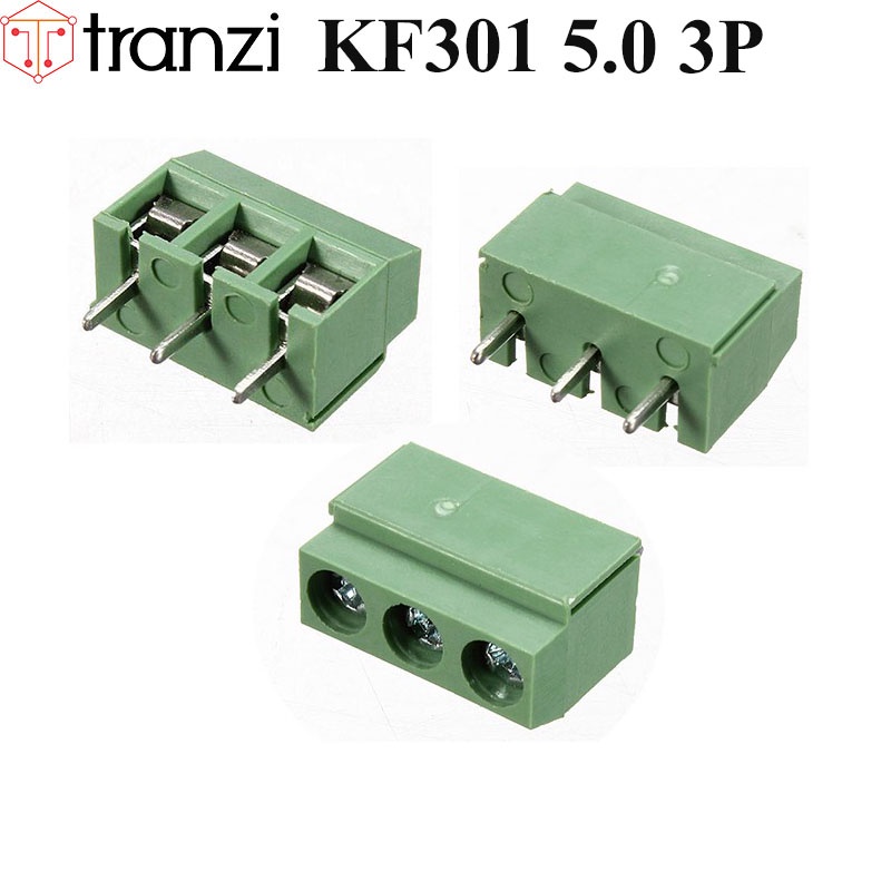 Cầu đấu 5.0mm KF301 5.0 3P chân cắm thẳng xanh lá - túi 10 cái