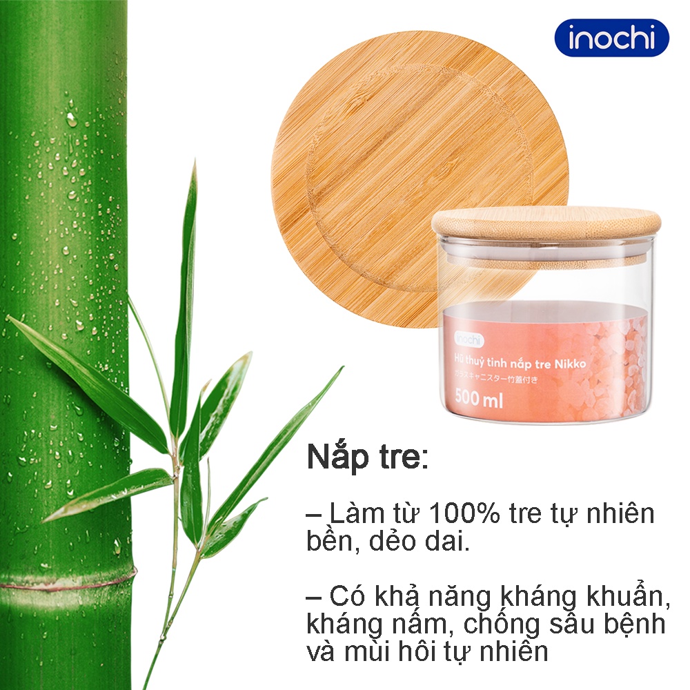 Hũ thủy tinh nắp tre Hộp đựng thực phẩm Nikko Inochi