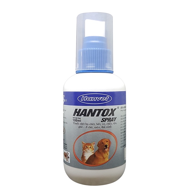 Hantox Spray Chai xịt bò chét, ve, ghẻ cho chó mèo chai 100mlp