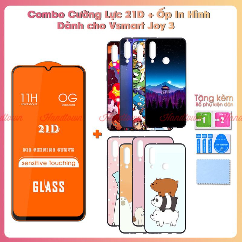 Combo Kính Cường Lực 21D Và Ốp Lưng In Hình Vsmart Joy 3