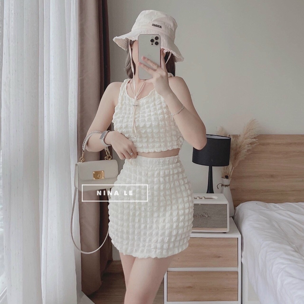 Set Đồ Nữ Đi Chơi, Sét Váy Đầm Lụa Xốp Áo Ba Lỗ Phối Chân Váy Ôm Body Sexy Sang Chảnh Thời Trang Nữ Xm Minh Phúc