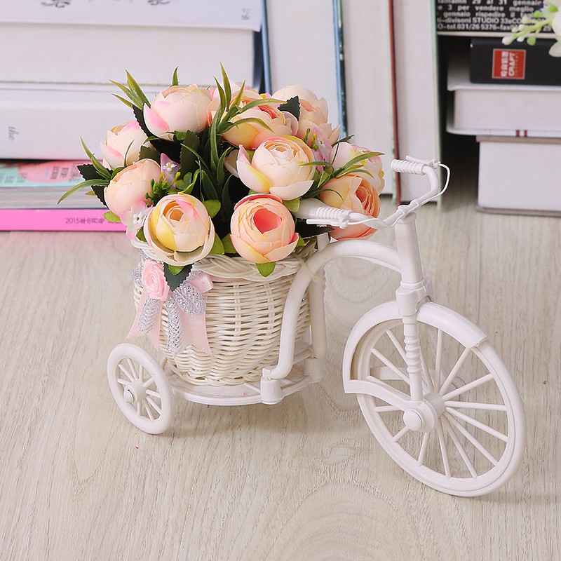 Giỏ hoa gắn xe đạp để bàn, kệ tủ trang trí độc đáo, xe đạp hoa hướng dương (nhiều mẫu)