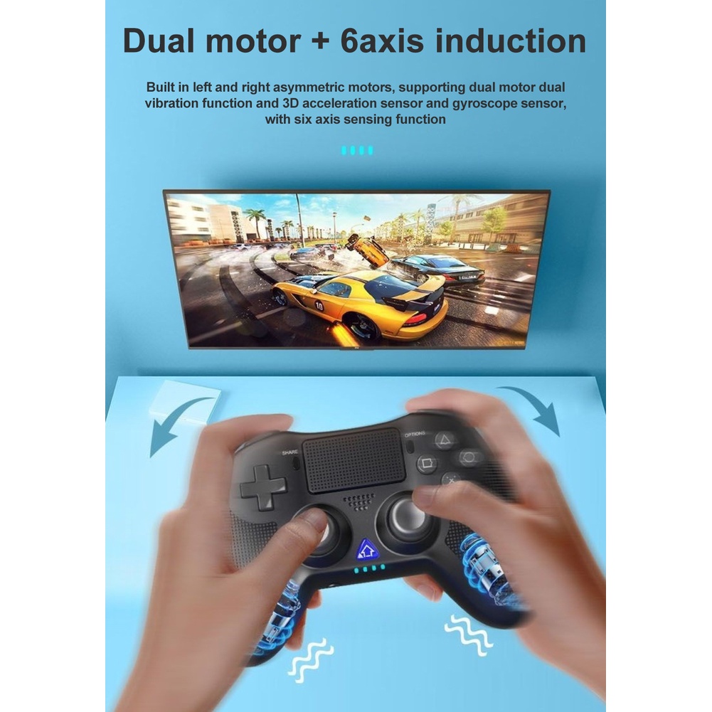 Tay Cầm Chơi Game Không Dây Cho Ps4 Có Đèn Led Chỉ Báo Điều Khiển Trò Chơi Cần Điều Khiển Rung Kép Không Dây Bluetooth Tương Thích Với Con Quay Hồi Chuyển Sáu Trục Okase