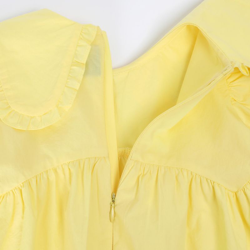 Đầm bé gái kèm băng đô vàng thêu